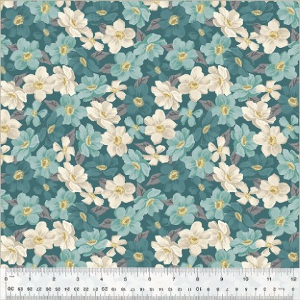 Windham Fabrics - Blake - Packed Floral, Spruce