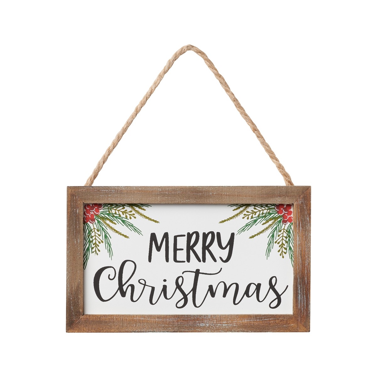 Wood Framed Ornament - Merry Christmas