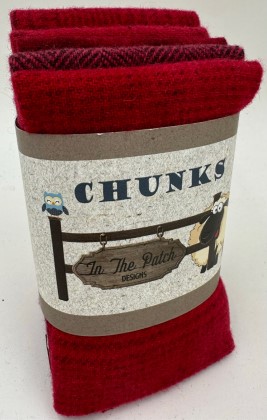 Wool Chunks - Reds - 5pc. - 9' x 10'