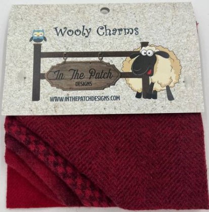 Wooly Charms - Christmas Red - 5' Squares