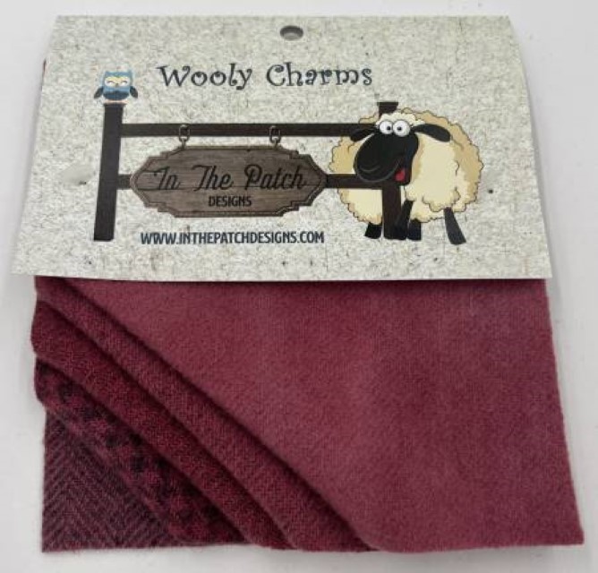 Wooly Charms - Cranberry - 5' Squares