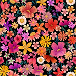 Clothworks - Morning Glory - Digital Blooms, Black