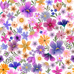 Clothworks - Morning Glory - Digital Blooms, White