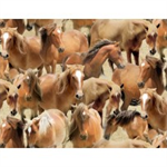 Wilmington Prints - Greener Pastures 1 - Horses, Tan