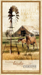 Wilmington Prints - Greener Pastures 1 - 24^ Two Horse Barn Panel, Tan