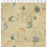 Clothworks - Sea Cottage - Sea Shell Collage, Khaki
