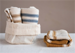 Dish Cloths - Cotton Knit Striped in Cotton Bag, Set of 3