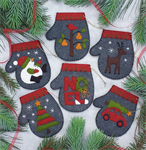 Christmas Ornament Kit - Charcoal Mittens