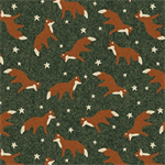 Benartex Traditions - Winter Forest - Fox in The Forest, Green
