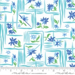 Moda - Flower Sacks - Floral Boxes, Blue/White