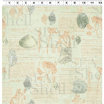 Clothworks - Sea Cottage - Sea Shell Collage, Orange/Mint