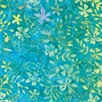 Benartex - Batiks - Bali Caribbean - Floral Sprigs, Turquoise/Multi