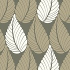 Clothworks - Elcott Park - Tan & White Leaves, Olive