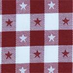 Dunroven House - Tea Towel - Jacquard Woven Check w/Stars, Red