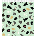 Clothworks - Snarky Cats - Kitten Play, Light Mint