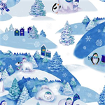 Clothworks - Snowville - Winter Toile, Blue