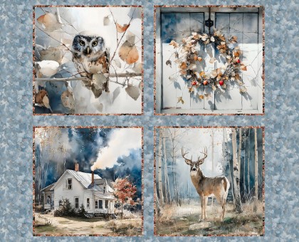3 Wishes - Blue Autumn - 36' Pillow Panel