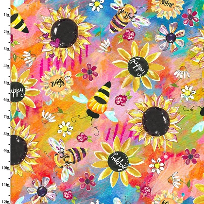 3 Wishes - Joy Blooms - Sunflowers & Bees, Multi