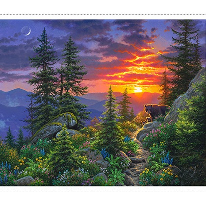 3 Wishes - Mountain Sunrise - 34' Mountain Sunrise Panel, Multi