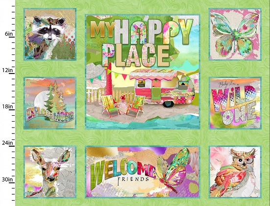 3 Wishes - My Happy Place - 36' Digital Camping Panel, Green