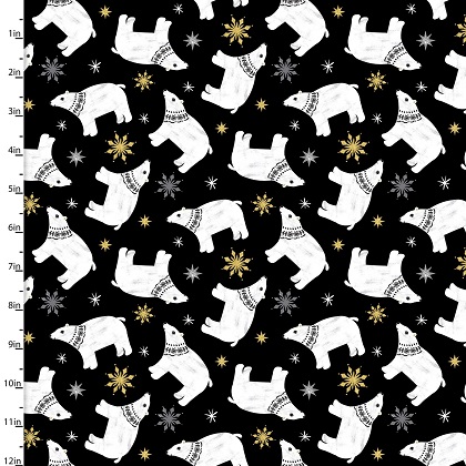 3 Wishes - Peace On Earth - Polar Bear Glitter, Black