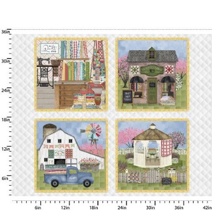3 Wishes - Shop Hopping  - 36' Pillow Panel, Multi