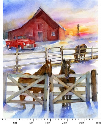 3 Wishes - Snowfall on the Range - 34' Large Barn Panel, Multi