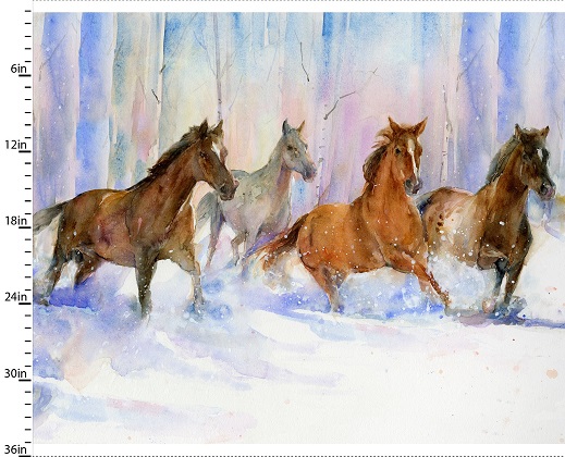 3 Wishes - Snowfall on the Range - 36' Large Horse Panel, Multi