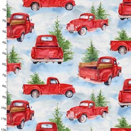 3 Wishes - Snowfall on the Range - Red Vintage Trucks, Blue