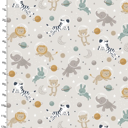 3 Wishes - Starry Adventures Flannel - Animal Adventures, Gray