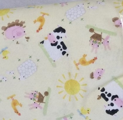 A.E. Nathan - 56/57' Printed Dyed Flannel - Scattered Farm Animals, Yellow