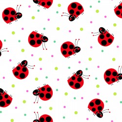 A.E. Nathan - Comfy Flannel Prints - Cheeky Ladybug, White