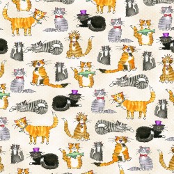 A.E. Nathan - Comfy Flannel Prints - Clever Kitty, Beige