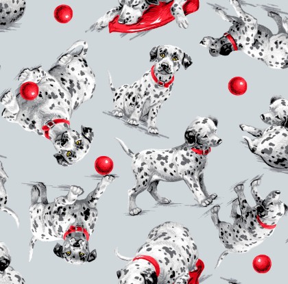 A.E. Nathan - Comfy Flannel Prints - Dalmations, Gray
