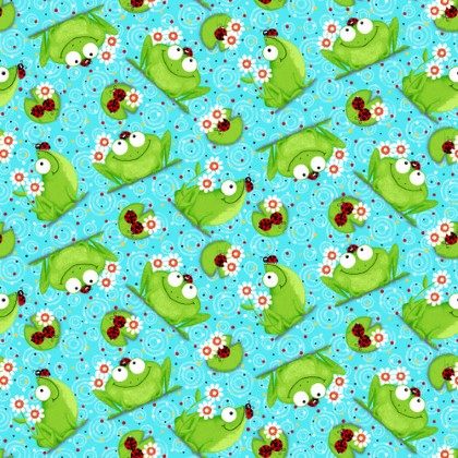 A.E. Nathan - Comfy Flannel Prints - Frogs & Ladybugs, Turquoise