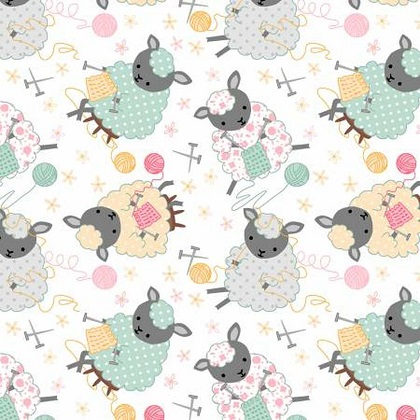A.E. Nathan - Comfy Flannel Prints - Knitting Sheep, Multi