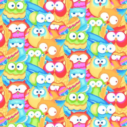 A.E. Nathan - Comfy Flannel Prints - Packed Owls, Multi