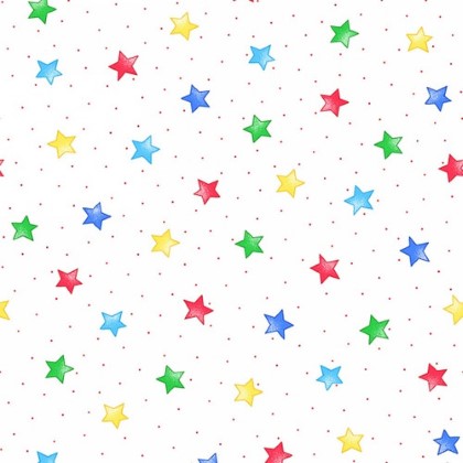 A.E. Nathan - Comfy Flannel Prints - Primary Stars, White