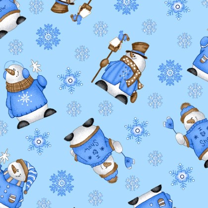 A.E. Nathan - Comfy Flannel Prints - Snowmen, Blue