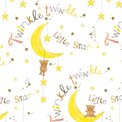A.E. Nathan - Comfy Flannel Prints - Twinkle Little Star, Yellow/White