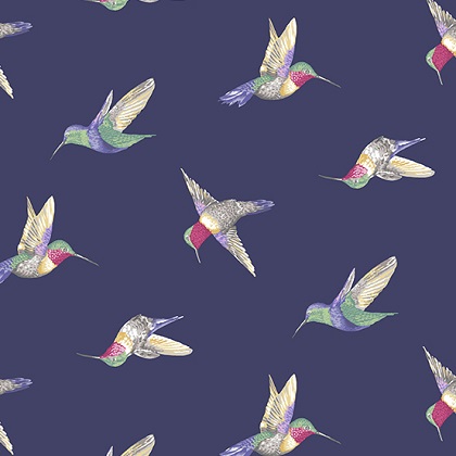 Andover - Avalon - Hummingbirds, Blue