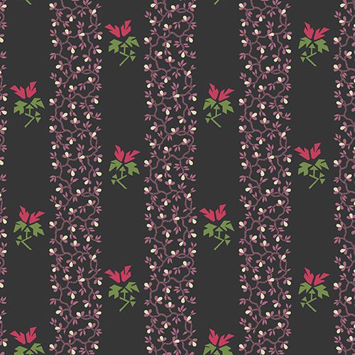 Andover - Dargate Polychromes - Flower Stripe, Black