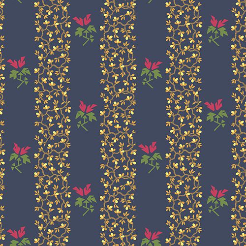 Andover - Dargate Polychromes - Flower Stripe, Navy