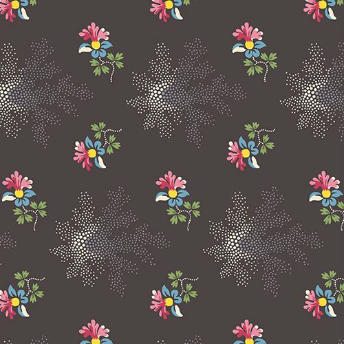 Andover - Dargate Polychromes - Flowers/Design, Black