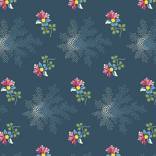 Andover - Dargate Polychromes - Flowers/Design, Navy
