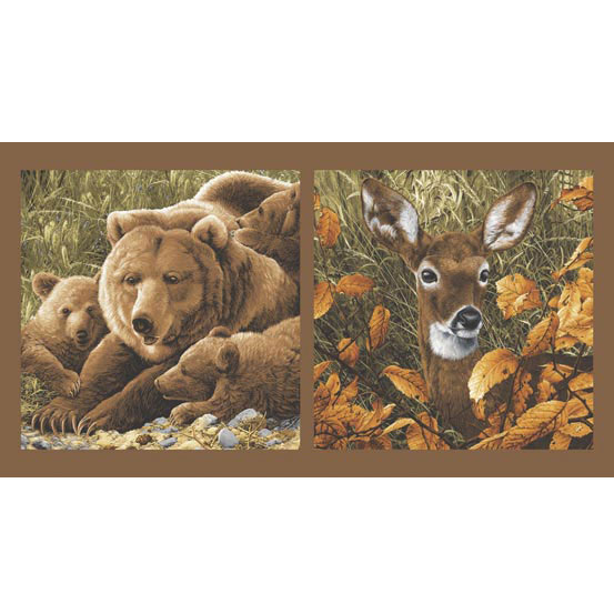 Andover - Northwoods - 24' Bear And Deer Panel, Brown