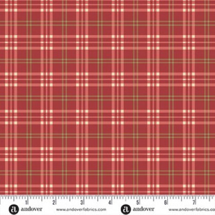 Andover Fabrics - Jingle Bell - Pajama Plaid, Cranberry