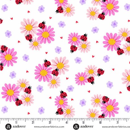 Andover Fabrics - Little Ladies - Petal Parade, White