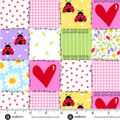 Andover Fabrics - Little Ladies - Picnic Patchwork, Blossom