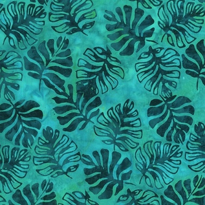 Anthology - Peacock Batiks - Leaf, Teal